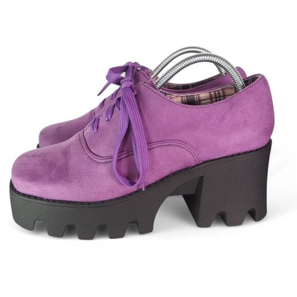 Unbranded Square Toe Chunky Heel Platform Oxfords Purple Women's 10 (CN43) - Picture 2 of 11